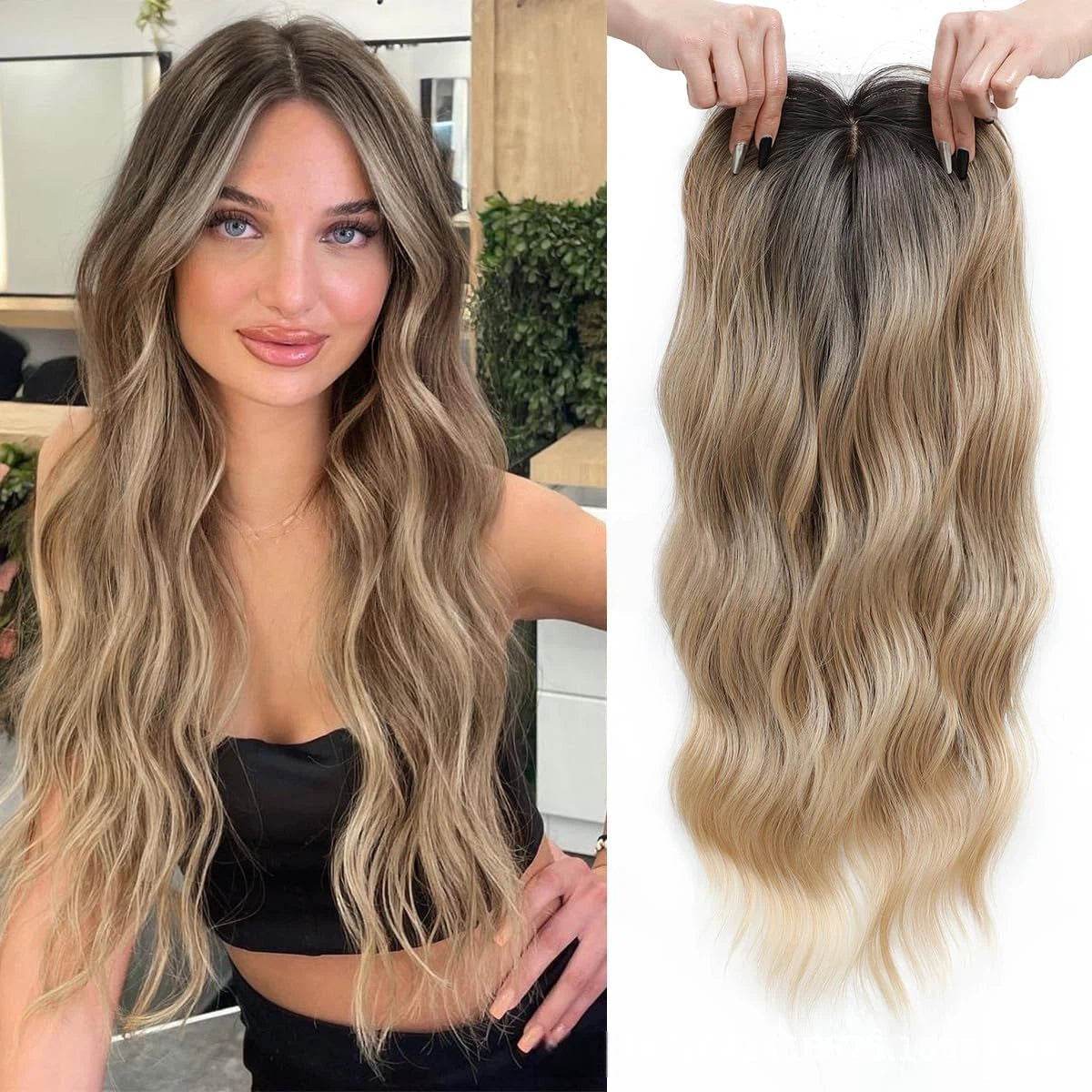 Summer - SVOZK® Wavy Style Lace Front Human Natural Hair Toppers for Women Add Fuller Hair Instantly