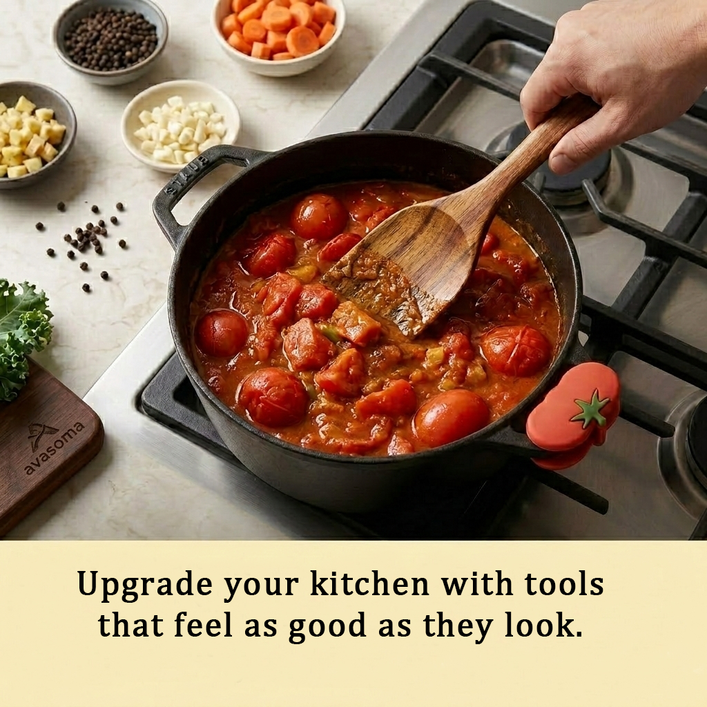 Avasoma® Wooden Cooking Utensil Set — 5-Piece Acacia Kitchen Tools