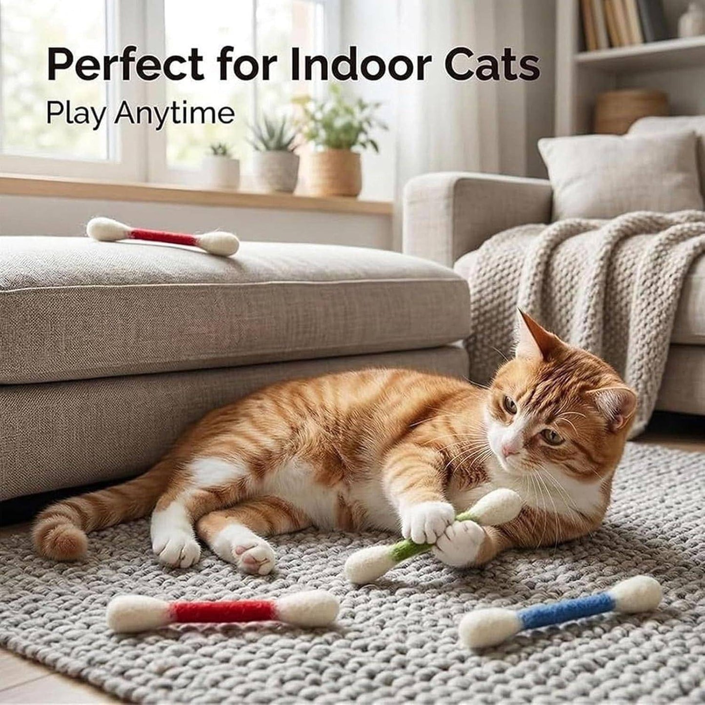 Giant Q-Tip Cat Toys with Catnip
