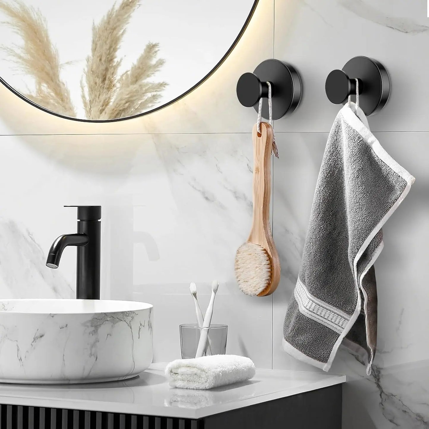 Avasoma®🪝 2 PCS Suction Cup Hooks for Shower Remoyabl Shower owel Ho0ks Suction Hooks No DrllHook fo Gas D00, Mror, Wndows Te, Robe, Bathioom Suction Hook