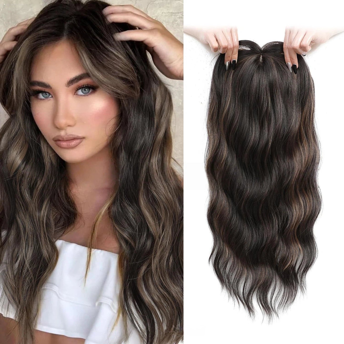 Summer - SVOZK® Wavy Style Lace Front Human Natural Hair Toppers for Women Add Fuller Hair Instantly
