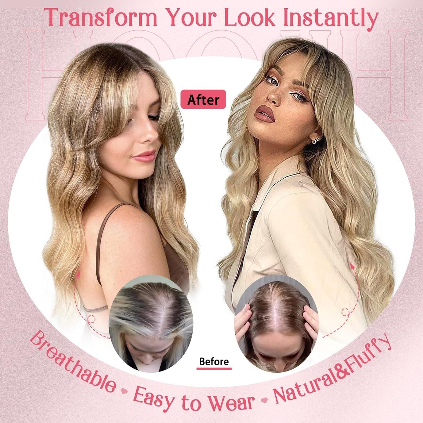 Summer - SVOZK® Wavy Style Lace Front Human Natural Hair Toppers for Women Add Fuller Hair Instantly