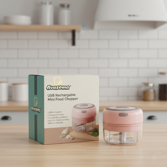 Avasoma® USB Rechargeable Mini Food Chopper – 100ML Portable Garlic & Vegetable Mincer