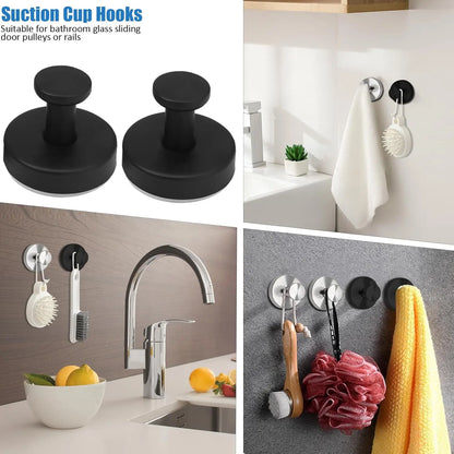 Avasoma®🪝 2 PCS Suction Cup Hooks for Shower Remoyabl Shower owel Ho0ks Suction Hooks No DrllHook fo Gas D00, Mror, Wndows Te, Robe, Bathioom Suction Hook