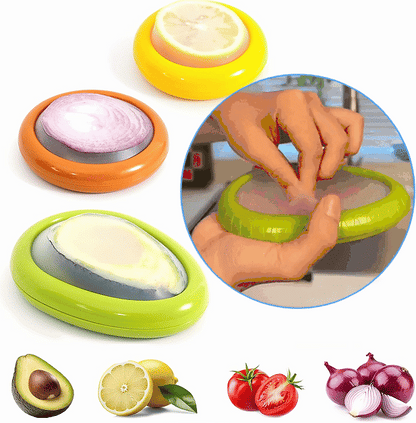 Avasoma®| Set of 4 Reusable Fruit and Veggie Savers - Ideal for Avocados, Tomatoes, Apples, Garlic, Onions, and More