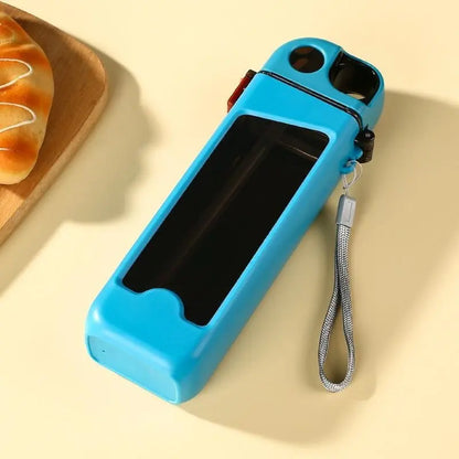 Avasoma® 1PCSFlip-top straw square plastic water bottle 12oz, food-grade cup body pc and lid pp, duckbill design, silicone seal, one-button lid opening convenient nylon carrying ring Drinkware Mug