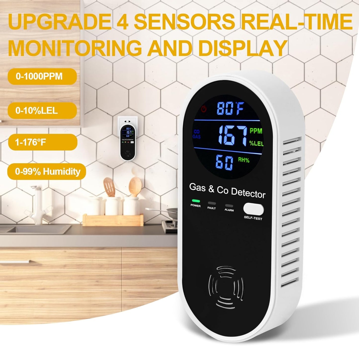 Avasoma® Portable Carbon Monoxide Detector 4-in-1