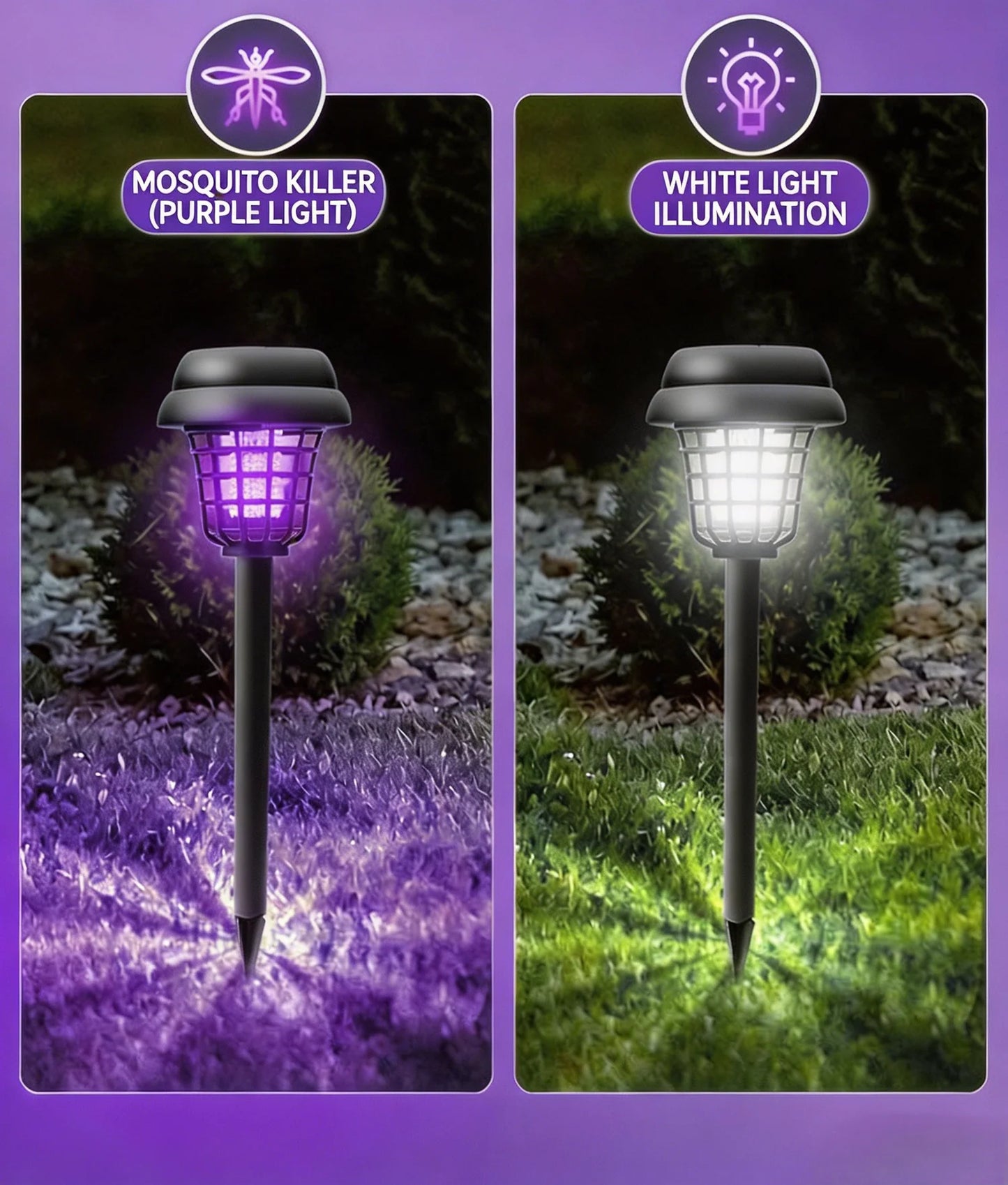 Avasoma® Solar Mosquito Killer Lamp – 2-in-1 UV Bug Zapper & LED Garden Light, Weatherproof, Auto On/Off, 0 Electricity Cost