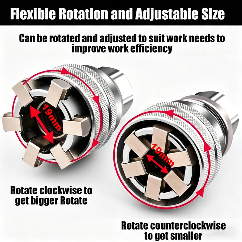 🗽🎁Multi-Function Universal Socket Wrench Tool - Universal Maintenance Tool, Adjustable Universal Socket Wrench, Universal Socket Tool for 3/8\" Drive Ratchet Torque Wrench & Power Drill