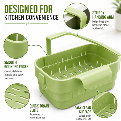 🔥BUY 1 GET 1 FREE🗽Foldable Sink Drain Basket – Food-Grade PP Anti-Clog Strainer, Space-Saving, Tool-Free Install