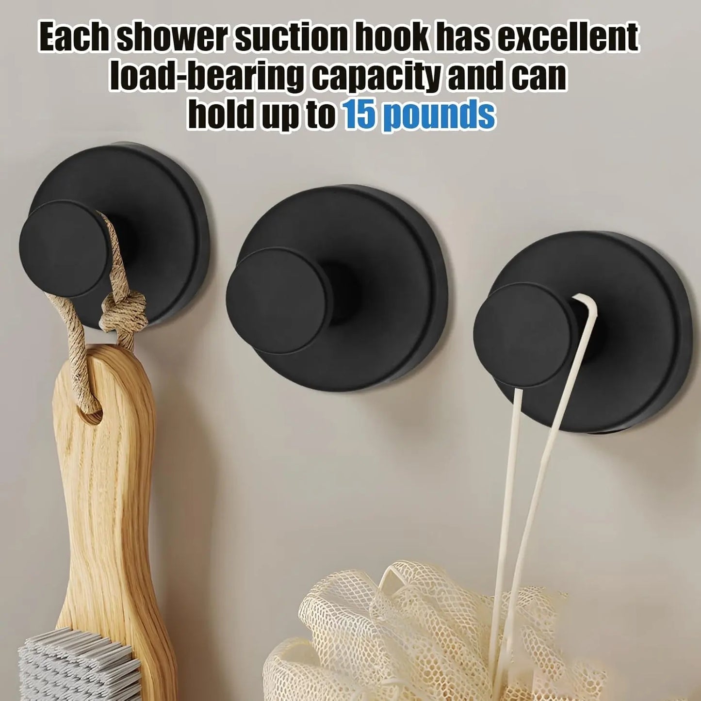 Avasoma®🪝 2 PCS Suction Cup Hooks for Shower Remoyabl Shower owel Ho0ks Suction Hooks No DrllHook fo Gas D00, Mror, Wndows Te, Robe, Bathioom Suction Hook