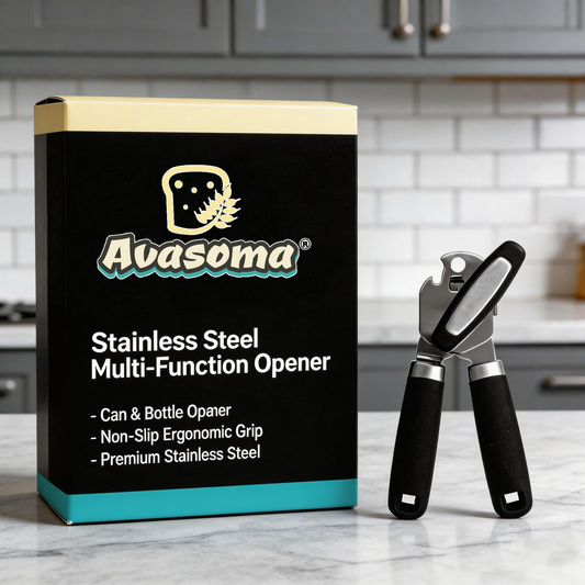 Avasoma® Stainless Steel Multi-Function Opener—Smooth Cut · Effortless Use