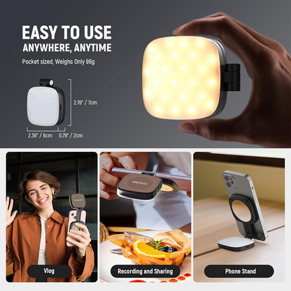 🤳Avasoma® 3-in-1 Magnetic Light: Fill Light, Selfie Mirror & Portable Phone Stand