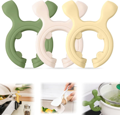 Avasoma® 3-Piece Silicone Pot Clip & Spoon Rest Set – Heat-Resistant Lid Lifter & Utensil Holder