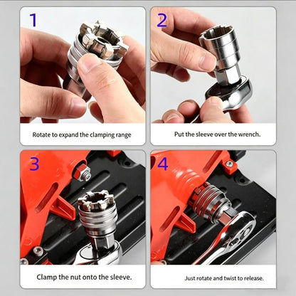 🗽🎁Multi-Function Universal Socket Wrench Tool - Universal Maintenance Tool, Adjustable Universal Socket Wrench, Universal Socket Tool for 3/8\" Drive Ratchet Torque Wrench & Power Drill