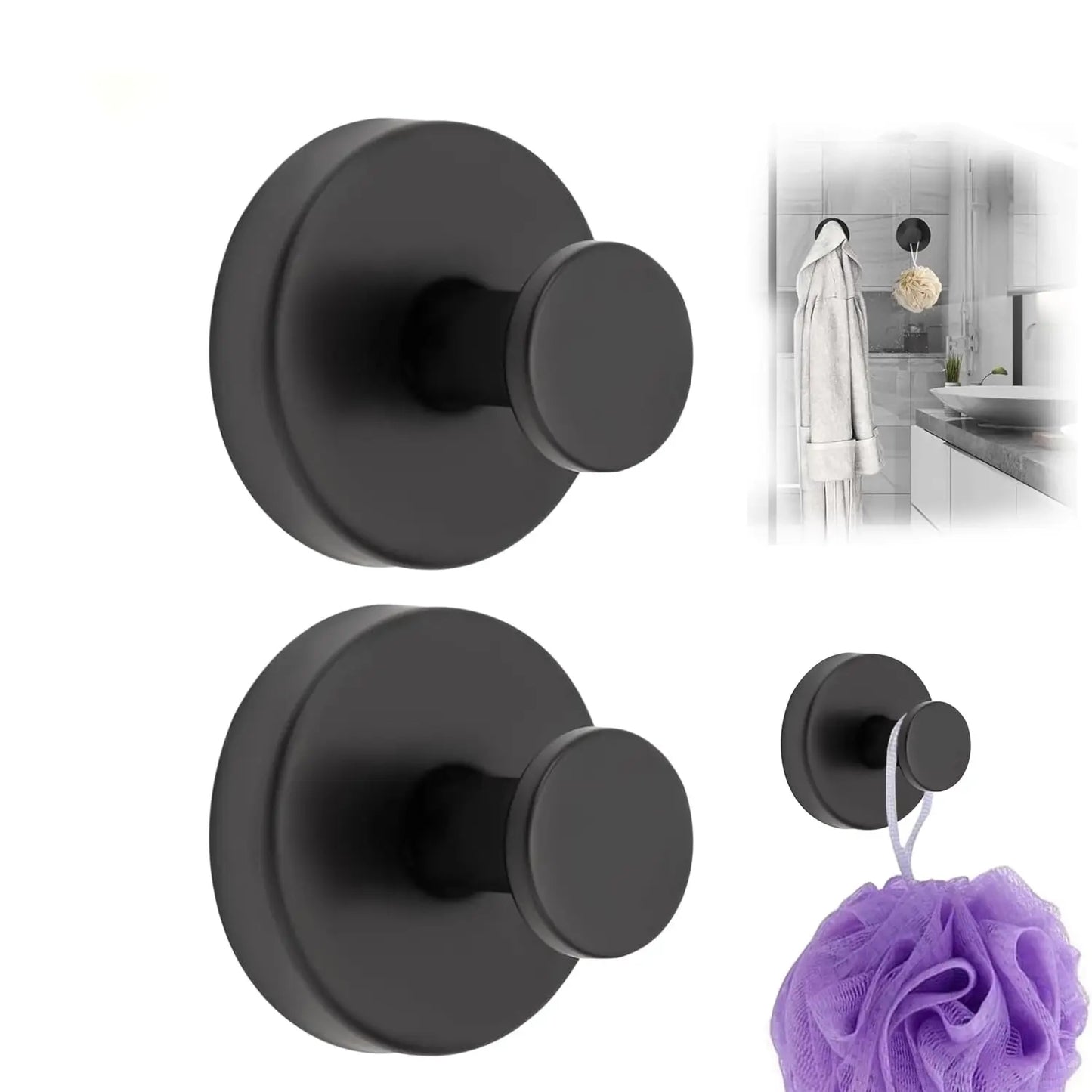 Avasoma®🪝 2 PCS Suction Cup Hooks for Shower Remoyabl Shower owel Ho0ks Suction Hooks No DrllHook fo Gas D00, Mror, Wndows Te, Robe, Bathioom Suction Hook