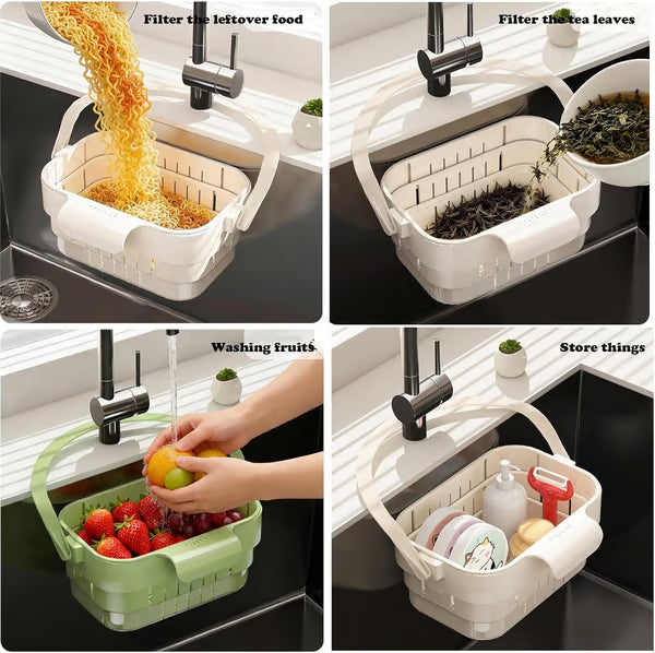 🔥BUY 1 GET 1 FREE🗽Foldable Sink Drain Basket – Food-Grade PP Anti-Clog Strainer, Space-Saving, Tool-Free Install