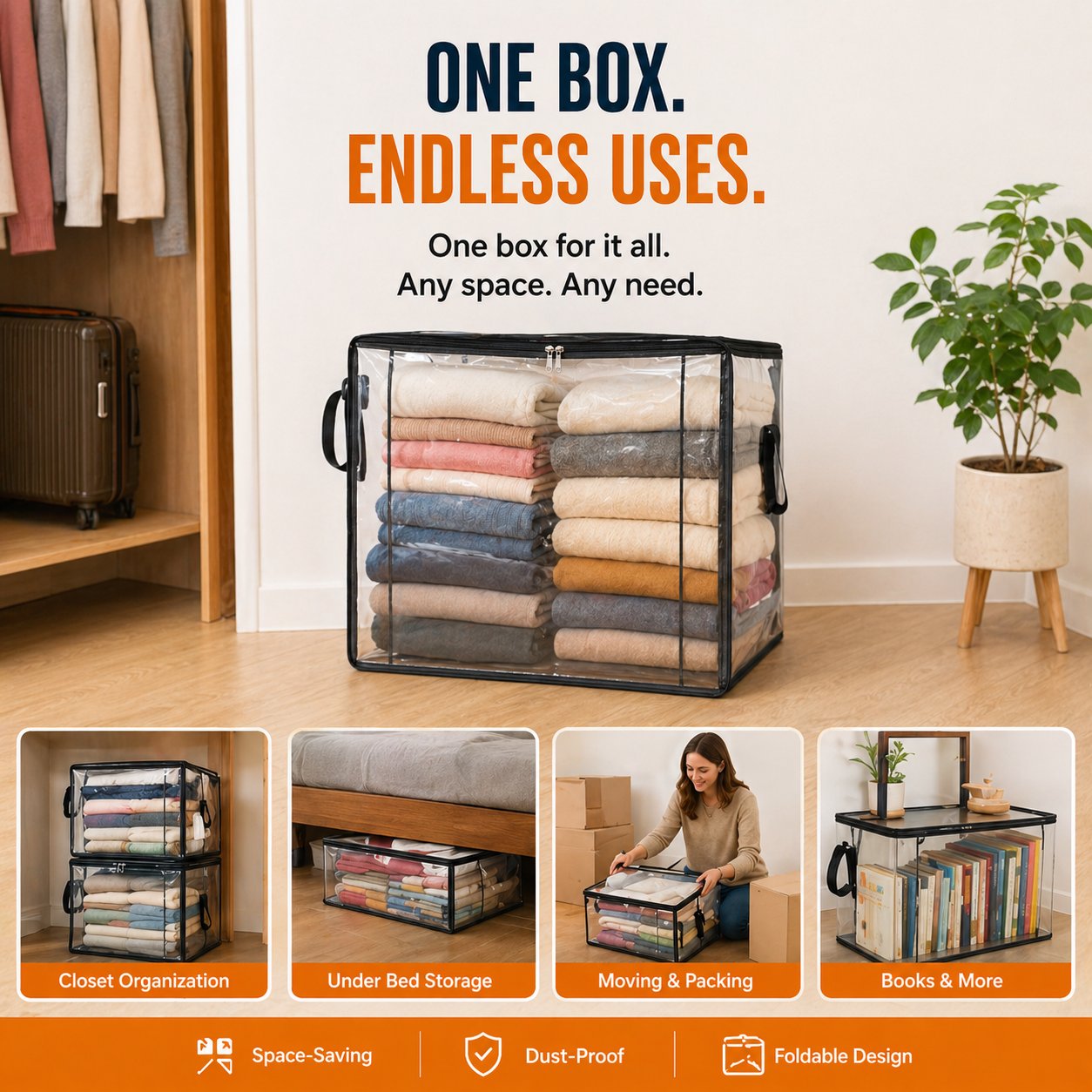 🗽🎁LAST DAY 50% OFF ✨📦lovyanocosh® Large Heavy-Duty Thick Plastic Clear Storage