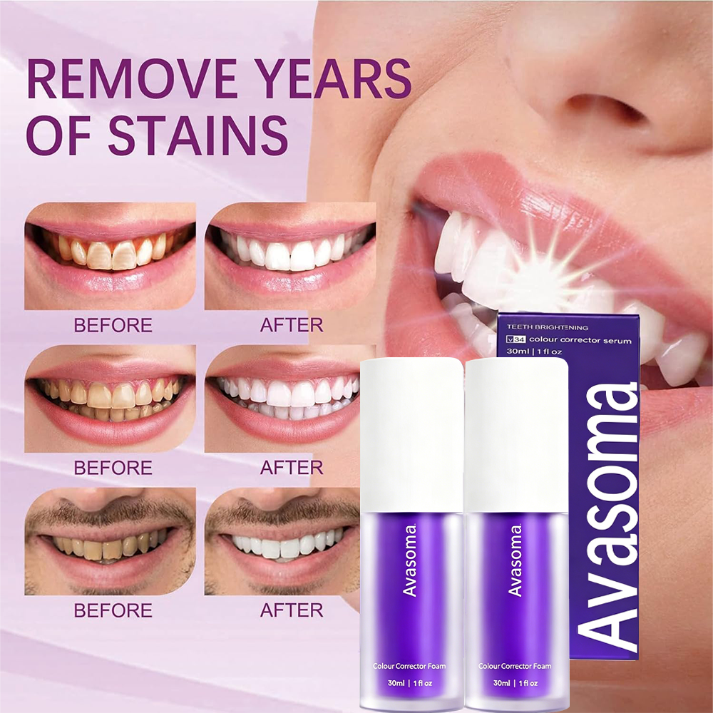 🦷Avasoma® Teeth V34 Color Corrector Serum | 30s Yellow Neutralizer & Zero Sensitivity Care