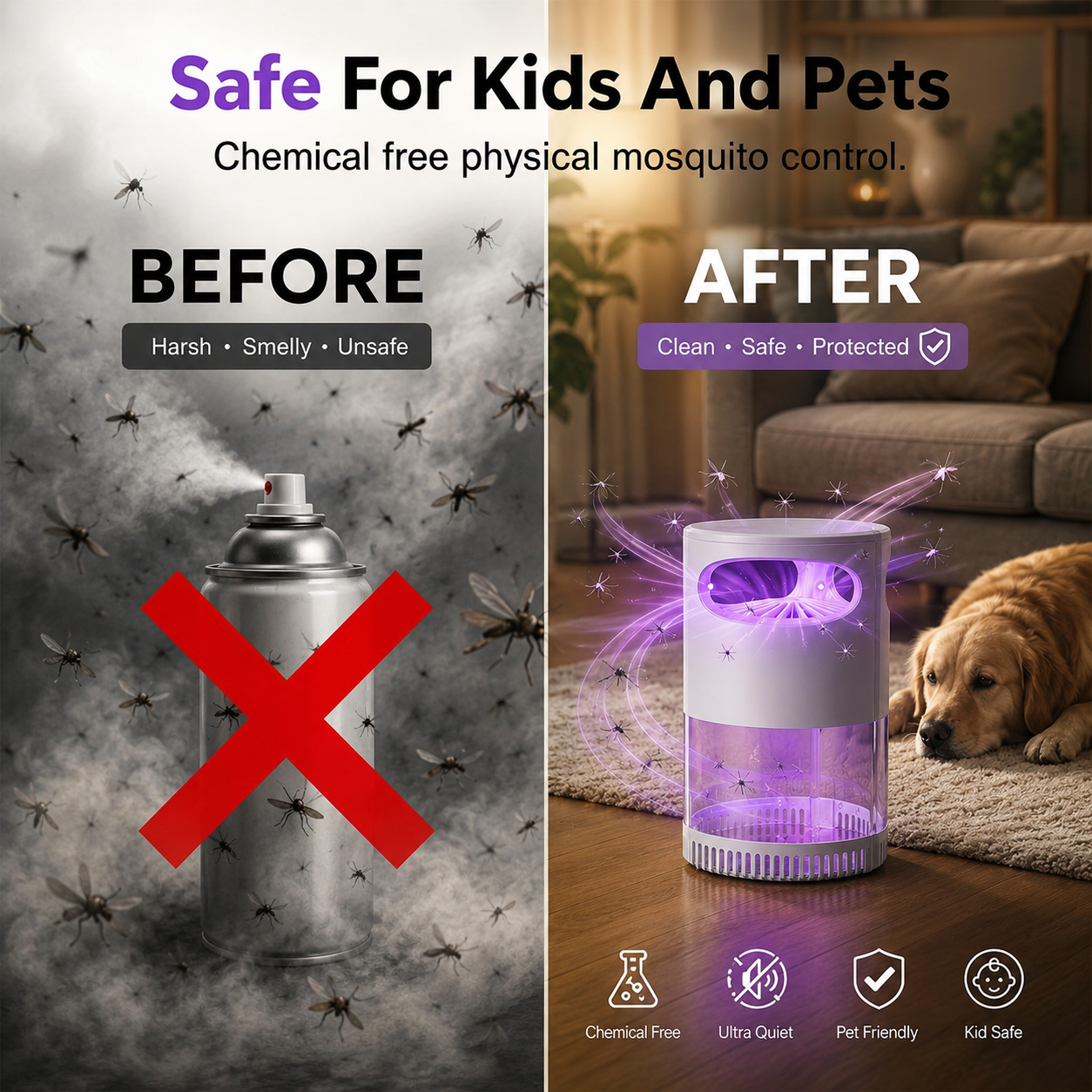 🌙SAVE 50% NOW🔥Avasoma® Quiet UV Mosquito Trap – Chemical-Free & Safe for Kids & Pets🦟