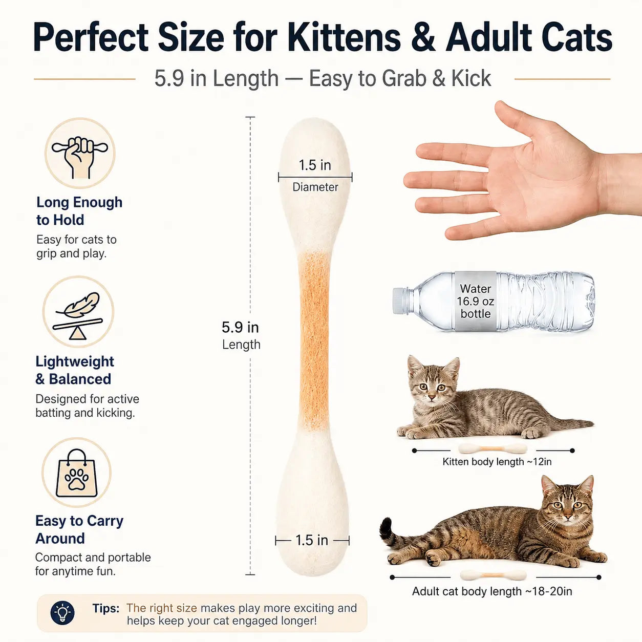 Giant Q-Tip Cat Toys with Catnip