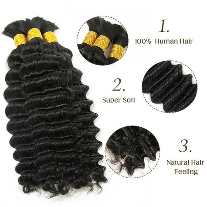 KRN Deep Wave Bulk Human Hair For Braiding