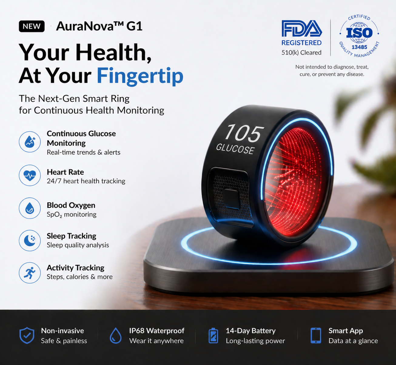 🎉70% OFF Launch Deal🔥  Non-Invasive Smart Ring