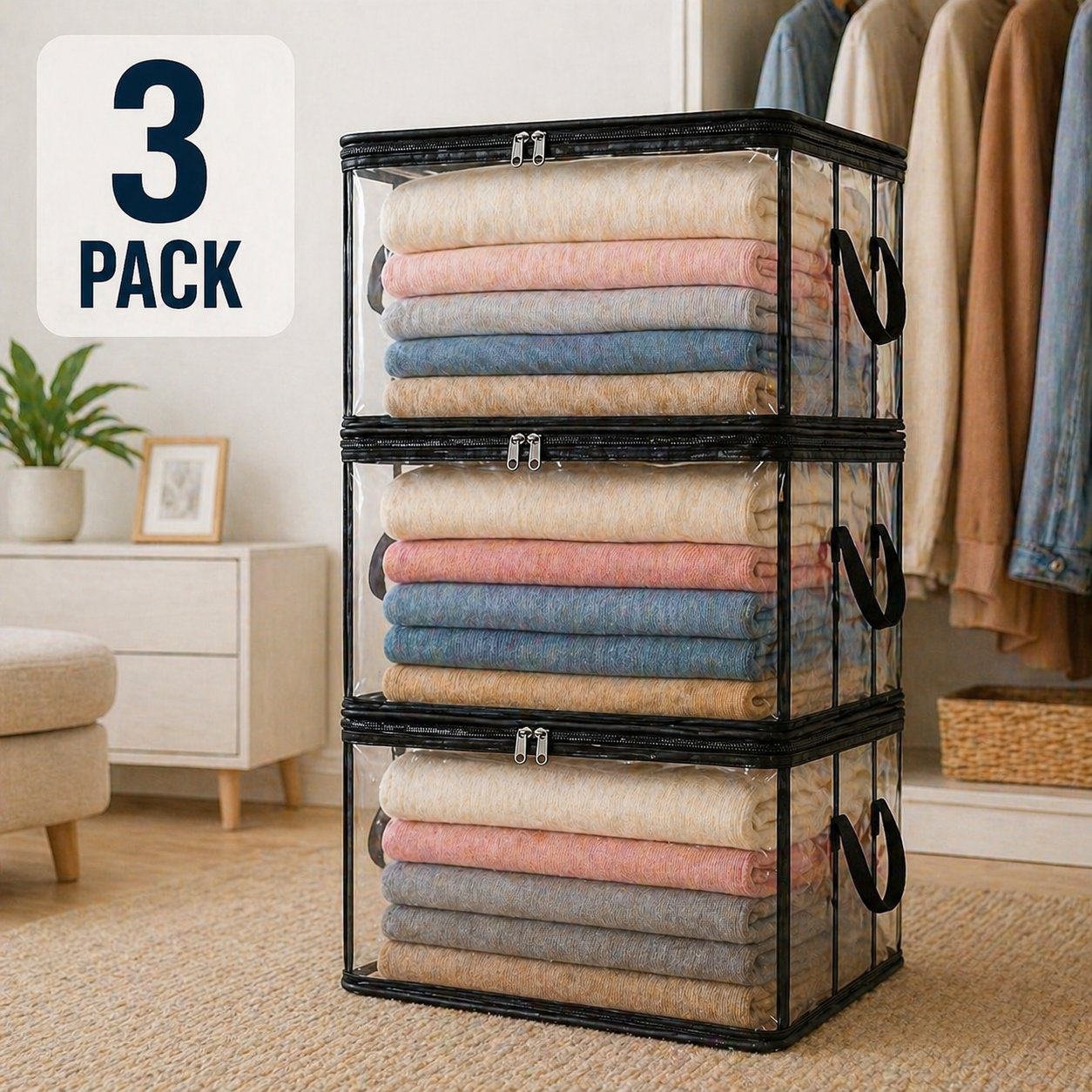 🗽🎁LAST DAY 50% OFF ✨📦lovyanocosh® Large Heavy-Duty Thick Plastic Clear Storage